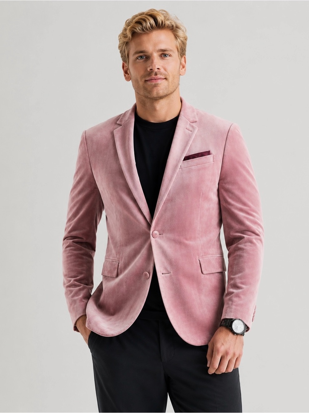 NWT J Ferrar Stretch Slim Fit Velvet Dusty Rose Pink Evening Formal 44 R $168